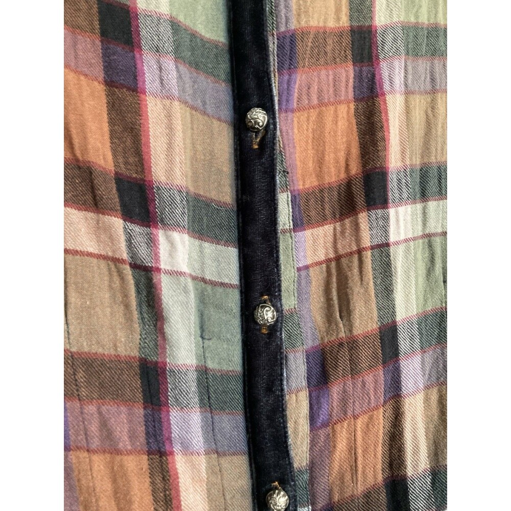 Soft Surroundings Plaid Swing Tunic Top XL Pleated Pastel Boho - Picture 6 of 12